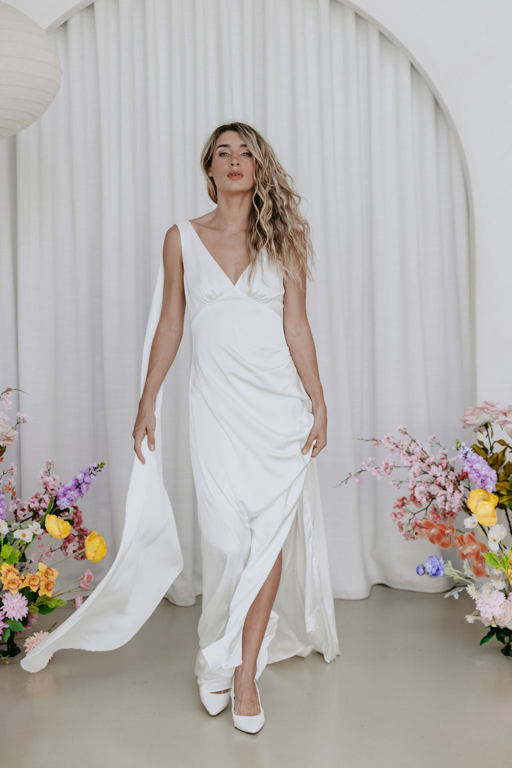 MIAMI Beach Wedding Dress, $920! Cape veils float in the wind. Micro Wedding  and Elopement Bridal Gowns designed in Byron Bay  Sarah-Jane Byron Bridal